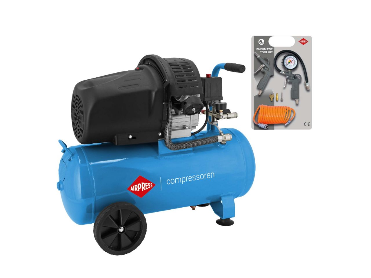 Airpress Kompresor dwutłokowy HL 425-50 + zestaw akcesoriów pneumatycznych Airpress Kompresor dwutłokowy HL 425-50 + zestaw akcesoriów pneumatycznych